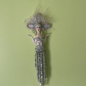 Hand Made Cher Doll Ornament Flapper molded feather O/P $110